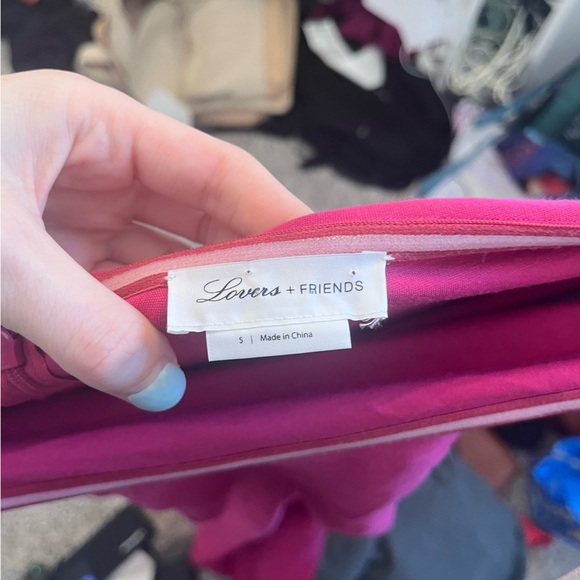 Lovers + Friends Nikki Jumpsuit Strapless Magenta Small - Picture 5 of 5